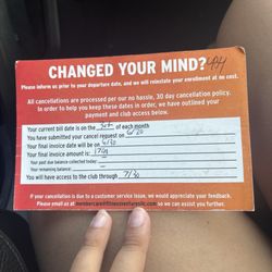 Crunch Fitness - Proof of cancellation from JUNE