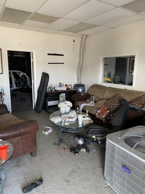 Body shop cleanout - Our client hired us after a tenant they had renting a space out as a body shop terminated their lease and left them with this huge amount of car parts and furnished office we came in and took everything out ready for the next tenant! Body shop cleanout - Our client hired us after a tenant they had renting a space out as a body shop terminated their lease and left them with this huge amount of car parts and furnished office we came in and took everything out ready for the next tenant!