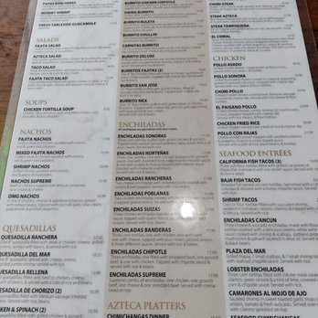 El Azteca - Menu page 2 - Mexican Near Me - Apple Valley, Minnesota