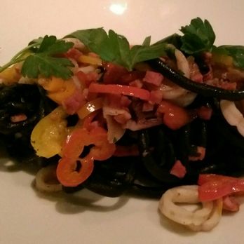 Porto - Squid ink bucatini with squid clean and plain, if you don't like souce for your pasta. - Seafood Near Me - Boston, Massachusetts