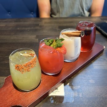 Los Compas Margaritatown - Flight of Drinks, all great presentation! - Food Trucks Near Me - Rogers, Arkansas Los Compas Margaritatown - Flight of Drinks, all great presentation! - Food Trucks Near Me - Rogers, Arkansas