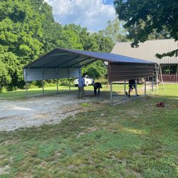 All Steel Carports - Finalizing construction.