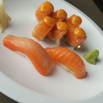 Sushi Factory - Sakura Roll, 1 smoked salmon & 1 reg. salmon sashimi - Japanese Near Me - Columbus, Ohio