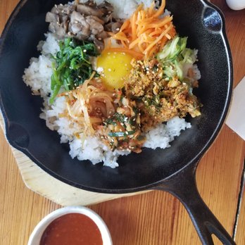 Danji - Kimchi with pork bibimbap. Paid extra $3 for the hot sizzling plate! - Korean Near Me - New York, New York Danji - Kimchi with pork bibimbap. Paid extra $3 for the hot sizzling plate! - Korean Near Me - New York, New York