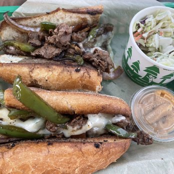 Surfside Sandwich Shoppe - Philly Cheese Steak sandwich with side of coleslaw - Sandwiches Near Me - Corpus Christi, Texas