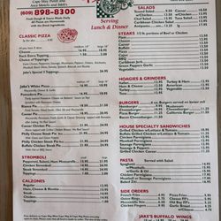 Jake's Pizza Company - Menu