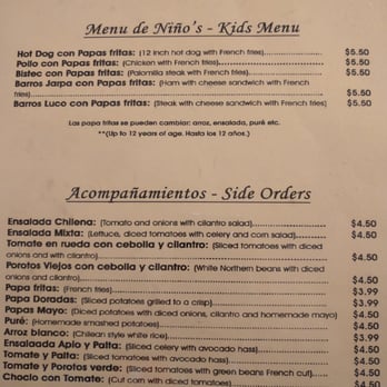 Pamela's Restaurant Chileno - Menu - Kids' Menu and side dishes - Delis Near Me - Miami, Florida Pamela's Restaurant Chileno - Menu - Kids' Menu and side dishes - Delis Near Me - Miami, Florida