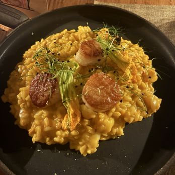 Rosticceria Evelina - Saffron risotto, seared Scallops - Italian Near Me - Brooklyn, New York Rosticceria Evelina - Saffron risotto, seared Scallops - Italian Near Me - Brooklyn, New York