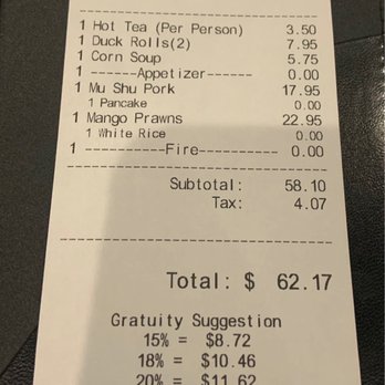 O'mei - The bill - Chinese Near Me - Naples, Florida O'mei - The bill - Chinese Near Me - Naples, Florida