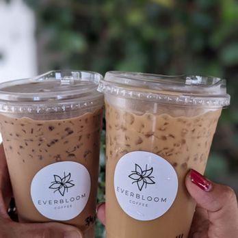 Everbloom Coffee - Honey Lavender Latte with oat milk on the right... Husband's drink or the left (not sure what he got lol) - Coffee & Tea Near Me - Indio, California Everbloom Coffee - Honey Lavender Latte with oat milk on the right... Husband's drink or the left (not sure what he got lol) - Coffee & Tea Near Me - Indio, California