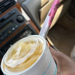 Tropical Smoothie Cafe - SUNSHINE SMOOTHIE® + Non Fat Yogurt + Edible Strawberry Straw
