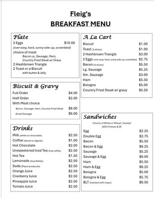 Menu photo 1 Fleig's Cafe Ferdinand, IN