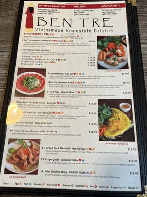 Menu photo 1 Ben Tre San Francisco, CA