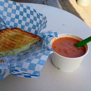 Rogue Creamery - cheddar/blue grilled cheese and tomato soup - Cheese Shops Near Me - Central Point, Oregon