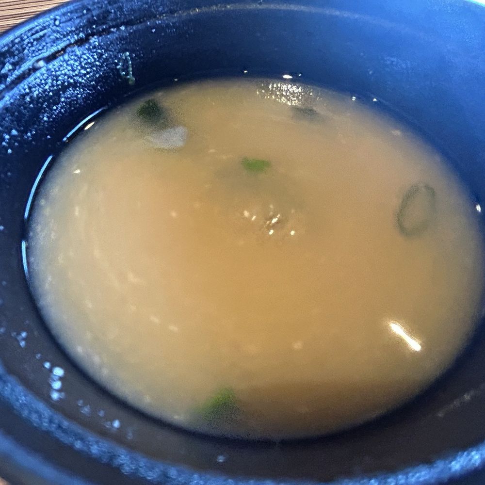 Gyotaku - Closeup of miso soup - Japanese Near Me - Honolulu, Hawaii Gyotaku - Closeup of miso soup - Japanese Near Me - Honolulu, Hawaii