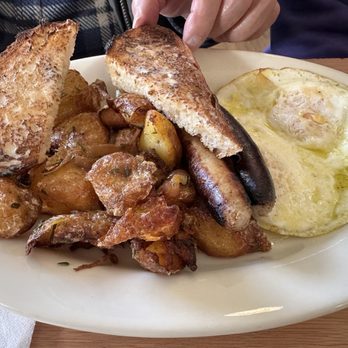 Eats - Two egg, apple sausage, country potatoes with toast. - American Near Me - San Francisco, California