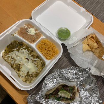 El Habanero - Green chicken enchiladas + carne asada taco combo - Mexican Near Me - Tustin, California