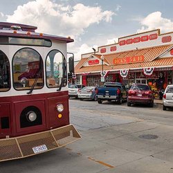 Pink Jeep Tours - Branson - Sparky, the free Downtown Branson Trolley and Dick's 5 & 10. Pink Jeep Tours Branson