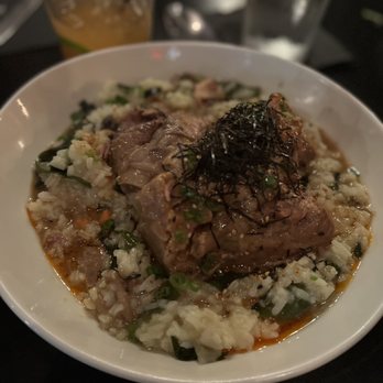 Lucky Belly - Miso braised pork shank and rice porridge - complemented each other amazingly. Best dish of the night for sure - Bars Near Me - Honolulu, Hawaii Lucky Belly - Miso braised pork shank and rice porridge - complemented each other amazingly. Best dish of the night for sure - Bars Near Me - Honolulu, Hawaii
