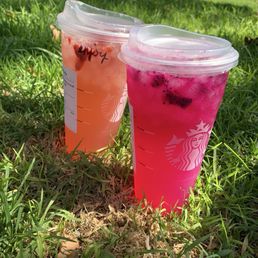Strawberry açaí and mango dragonfruit refreshers Strawberry açaí and mango dragonfruit refreshers