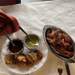 Vegetable Pakoras (6 Pc) $3.75 & Glazed Chicken wings $6.95