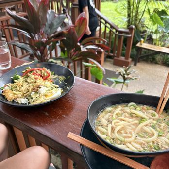 Ama - Udon with spicy miso & Chicken Satay - Cocktail Bars Near Me - Hanalei, Hawaii