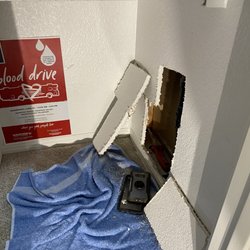 Drywall had to be cut in order to get to the damaged pipe.