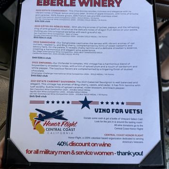 Eberle Winery - Menu Nov 2024 - Wineries Near Me - Paso Robles, California