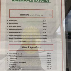 Pineapple Express Food Truck - Other 1/2 of the menu.