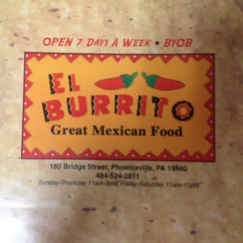 El Burrito - Menu cover - Mexican Near Me - Phoenixville, Pennsylvania