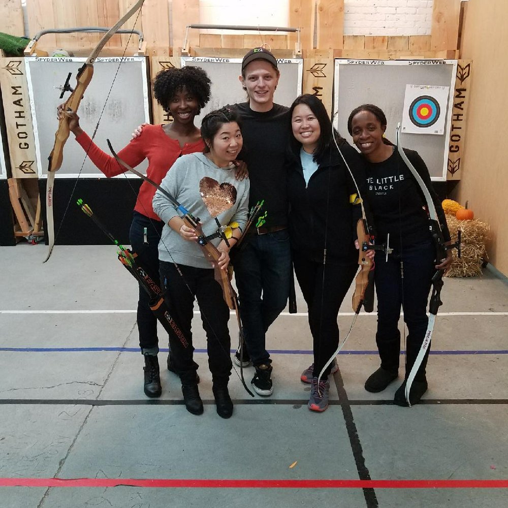 Gotham Archery - Here we are....posing with Instructor after the Archery Class! We had a great time! - Archery Near Me - Brooklyn, New York Gotham Archery - Here we are....posing with Instructor after the Archery Class! We had a great time! - Archery Near Me - Brooklyn, New York