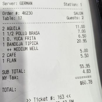 Pollos El Paisa - The bill - Colombian Near Me - Westbury, New York Pollos El Paisa - The bill - Colombian Near Me - Westbury, New York