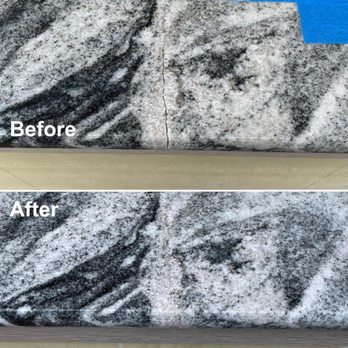 Multnomah Restoration - Repaired crack in granite countertop. - Refinishing Services Near Me Multnomah Restoration - Repaired crack in granite countertop. - Refinishing Services Near Me