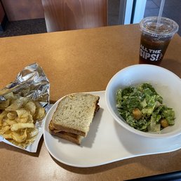 Southwestern Chicken melt with Caesar salad. Southwestern Chicken melt with Caesar salad.