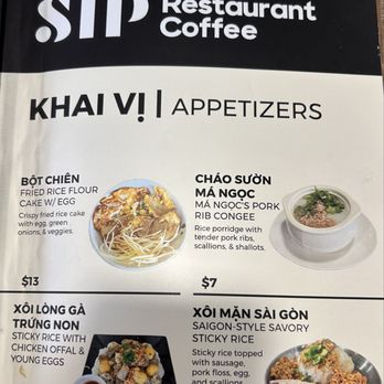 Sip Restaurant & Coffee - Menu on 9/7/2026. - Coffee & Tea Near Me - Westminster, California Sip Restaurant & Coffee - Menu on 9/7/2026. - Coffee & Tea Near Me - Westminster, California