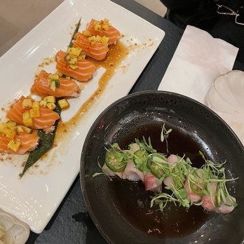Gurume Sushi - Mango salmon roll, yellow tail jalapeños carpaccio - Japanese Near Me - Irvine, California