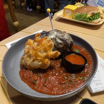 Toadstool Cafe - Bowser's Fireball Challenge. A huge meatball with a lot spice If you can take heat, I recommend it. - Cafes Near Me - Universal City, California Toadstool Cafe - Bowser's Fireball Challenge. A huge meatball with a lot spice If you can take heat, I recommend it. - Cafes Near Me - Universal City, California