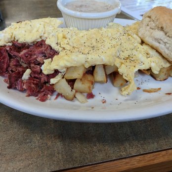 Savory's - Corned beef, home fries, eggs, biscuit and gravy. - Diners Near Me - Hamburg, New York