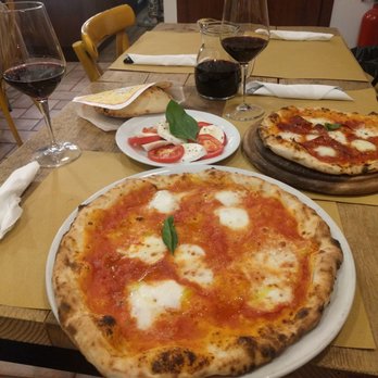 Malborghetto - Margherita regular size pizza, small diavola pizza, caprese salad and house wine. - Pizza Near Me - Florence, FI