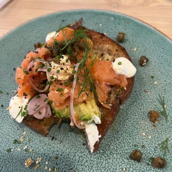 Bearcat CBD - Salmon avocado toast. The PERFECT small dish. (Couldn't resist an early bite) - Coffee & Tea Near Me - New Orleans, Louisiana