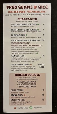 Menu photo 4 Fred's Around the Corner Knoxville, TN