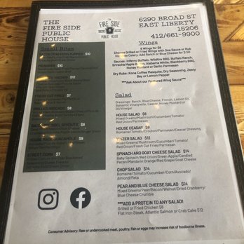 The Fire Side Public House - Menu - New American Near Me - Pittsburgh, Pennsylvania