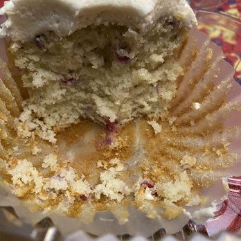 The Mud House - Inside the white chocolate cupcake, super soft with a whipped icing 02/19/2021 - Coffee & Tea Near Me - Porterville, California