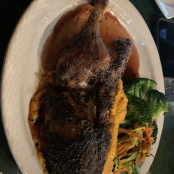 Margaux's Restaurant - Peppercorn Crusted Half Peking Duck with Sweet Potato Mash and Veggies - New American Near Me - Raleigh, North Carolina Margaux's Restaurant - Peppercorn Crusted Half Peking Duck with Sweet Potato Mash and Veggies - New American Near Me - Raleigh, North Carolina