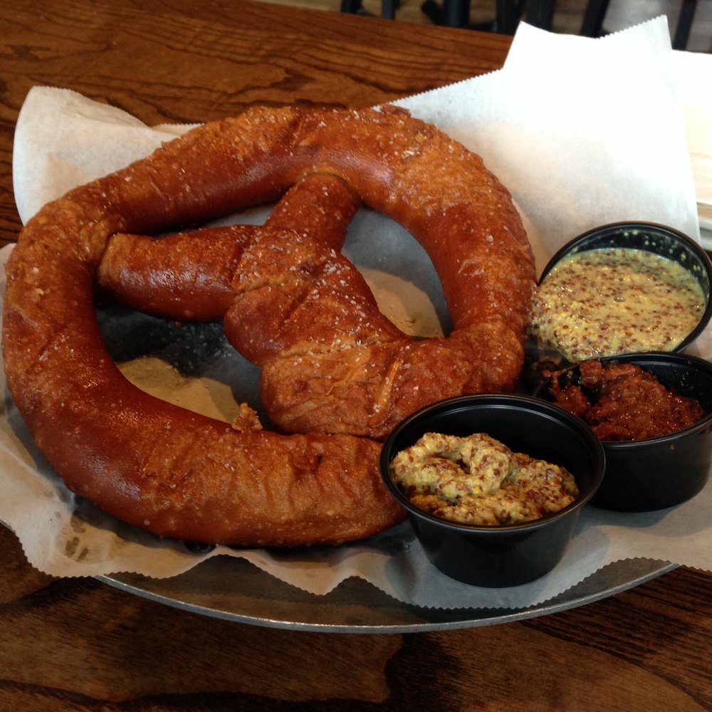 Brewhaus - Our complimentary pretzel with our Yelp check-in. Three spicy mustards. - German Near Me - Chattanooga, Tennessee Brewhaus - Our complimentary pretzel with our Yelp check-in. Three spicy mustards. - German Near Me - Chattanooga, Tennessee
