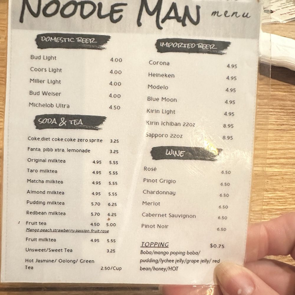 Noodle Man - Drink menu - Chinese Near Me - Chesapeake, Virginia Noodle Man - Drink menu - Chinese Near Me - Chesapeake, Virginia