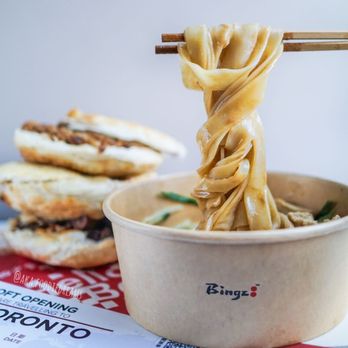 Bingz Crispy Burger - Liangpi with Sesame Sauce - Burgers Near Me - Markham, Ontario Bingz Crispy Burger - Liangpi with Sesame Sauce - Burgers Near Me - Markham, Ontario