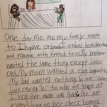 IHOP - Page 2 of 5 of a short story of IHOP as written by a second grader - Breakfast & Brunch Near Me - San Diego, California IHOP - Page 2 of 5 of a short story of IHOP as written by a second grader - Breakfast & Brunch Near Me - San Diego, California