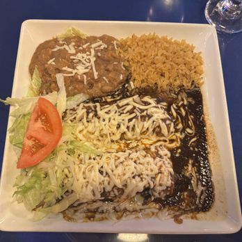 La Tablita Restaurant - Chicken Mole Enchiladas ($19.99) with rice & beans. - Mexican Near Me - Cathedral City, California