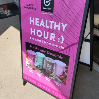Everbowl - Happy Hour deal sign - Acai Bowls Near Me - Cedar Rapids, Iowa